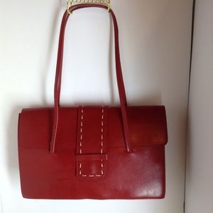 Genuine Red Leather Handbag